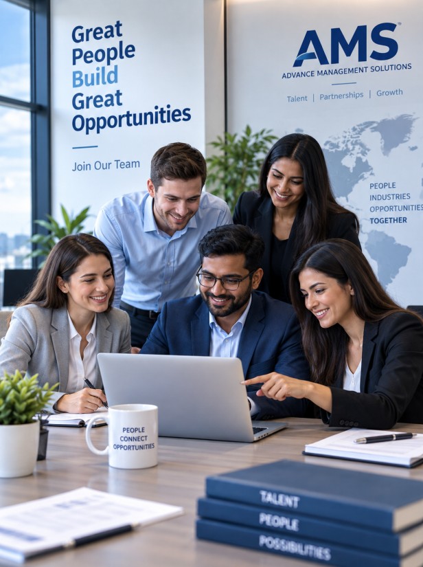 Professionals collaborating as part of a recruiting team